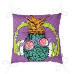 - P3274-Gorsel-2 - Realhomes Mor Zeminde Tropikal Ananas Desenli Dijital Baskılı Pofuduk Sandalye Minderi Realhomes