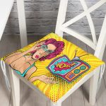 Pop Art Wow Desenli Özel Tasarım Dekoratif Pofuduk Sandalye Minderi Realhomes