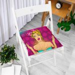 - P3291-Gorsel-1 - Realhomes  Fuşya Puanlı Popart Desenli Dekoratif Pofuduk Sandalye Minderi Realhomes