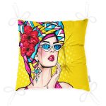 - P3292-Gorsel-2 - Realhomes Sarı Zeminli Summer Popart Tasarımlı Dekoratif Pofuduk Sandalye Minderi Realhomes
