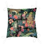 Lacivert Zeminli Amazon Ormanları Temalı Modern Pofuduk Sandalye Minderi Realhomes