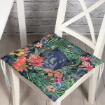 - P3309-Gorsel - Realhomes Lacivert Zeminli Leopar Özel Tasarım Dekoratif Pofuduk Sandalye Minderi Realhomes