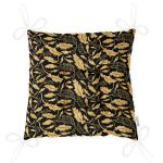 - P3310-Gorsel-2 - Realhomes Siyah Zeminli Altın Yapraklar Motifli Dekoratif Pofuduk Sandalye Minderi Realhomes