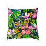 Lacivert Zeminli Tropikal Desenli Dijital Baskılı Pofuduk Sandalye Minderi Realhomes