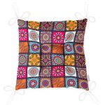 Kareli Etnik Desenli Özel Tasarım Pofuduk Sandalye Minderi Realhomes