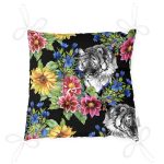 - P3318-Gorsel-2 - Realhomes Siyah Zeminde Leopar ve Çiçekler Özel Tasarım Pofuduk Sandalye Minderi Realhomes