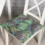 - P3326-Gorsel - Realhomes Çuval Zeminde Renkli Yapraklar Desenli Dekoratif Pofuduk Sandalye Minderi Realhomes