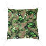 - P3327-Gorsel-2 - Realhomes Çuval Zeminde Yeşil Yaprak Desenli Özel Tasarım Pofuduk Sandalye Minderi Realhomes