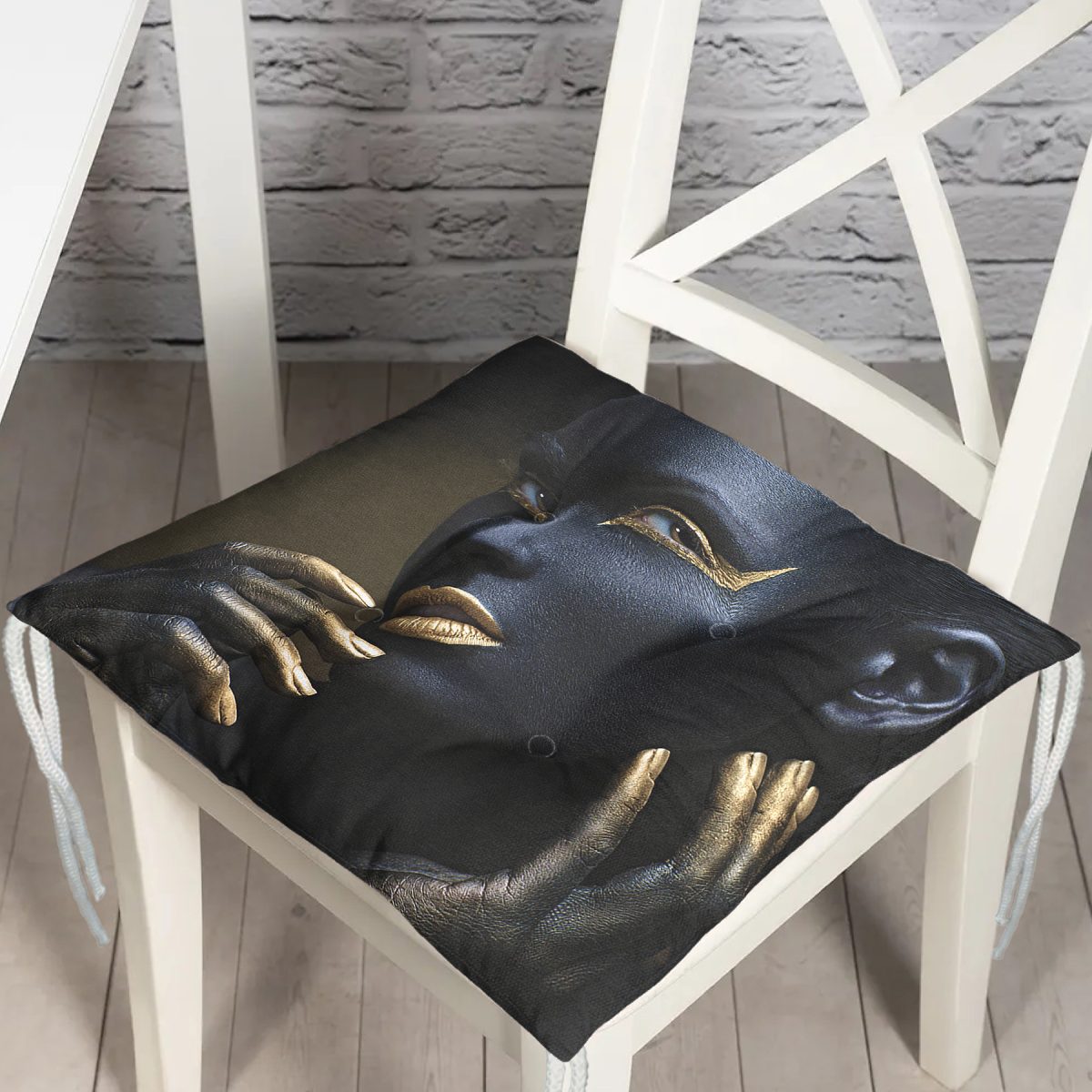 African Gold Kadın Özel Tasarımlı Dekoratif Pofuduk Sandalye Minderi Realhomes