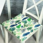 Pudra Zeminde Suluboya Yapraklar Tasarımlı Dekoratif Pofuduk Sandalye Minderi Realhomes