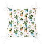 - P3342-Gorsel-2 - Realhomes Saksıda Sevimli Kaktüsler Tasarımlı Dekoratif Modern Pofuduk Sandalye Minderi Realhomes