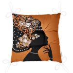 Zerafet Turuncu Zeminli Özel Tasarım Dekoratif Pofuduk Sandalye Minderi Realhomes