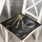 - P3345-Gorsel - Realhomes Siyahi Kadın Tasarımlı 3D Dijital Baskılı Modern Pofuduk Sandalye Minderi Realhomes