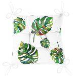 - P3351-Gorsel-2 - Realhomes Suluboya Palmiye Yaprakları Desenli Özel Tasarım Pofuduk Sandalye Minderi Realhomes