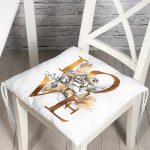 - P3352-Gorsel - Realhomes Altın Varaklı Love Tasarımlı Modern Dekoratif Pofuduk Sandalye Minderi Realhomes