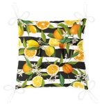 - P3355-Gorsel-2 - Realhomes Çizgili Siyah Zeminli Limon Desenli Dekoratif Pofuduk Sandalye Minderi Realhomes