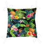 - P3362-Gorsel-2 - Realhomes Siyah Zeminli Geometrik Yapraklar Desenli Pofuduk Sandalye Minderi Realhomes