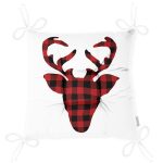 - P3369-Gorsel-2 - Realhomes Ekose Geyik Kırmızı Siyah Tasarımlı Dekoratif Pofuduk Sandalye Minderi Realhomes