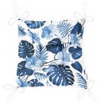 - P3373-Gorsel-2 - Realhomes Mavi Amazon Yaprakları Özel Tasarımlı Dekoratif Pofuduk Sandalye Minderi Realhomes