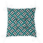 - P3376-Gorsel-2 - Realhomes Mavi Çizgili Siyah Beyaz Desenli Dekoratif Pofuduk Sandalye Minderi Realhomes