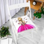 - P3379-Gorsel-1 - Realhomes  Balerin Kız Çizimli Dijital Baskılı 3D Dekoratif Pofuduk Sandalye Minderi Realhomes