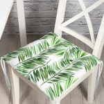 - P3380-Gorsel - Realhomes  Suluboya Lif Yapraklar Desenli Özel Tasarım Pofuduk Sandalye Minderi Realhomes