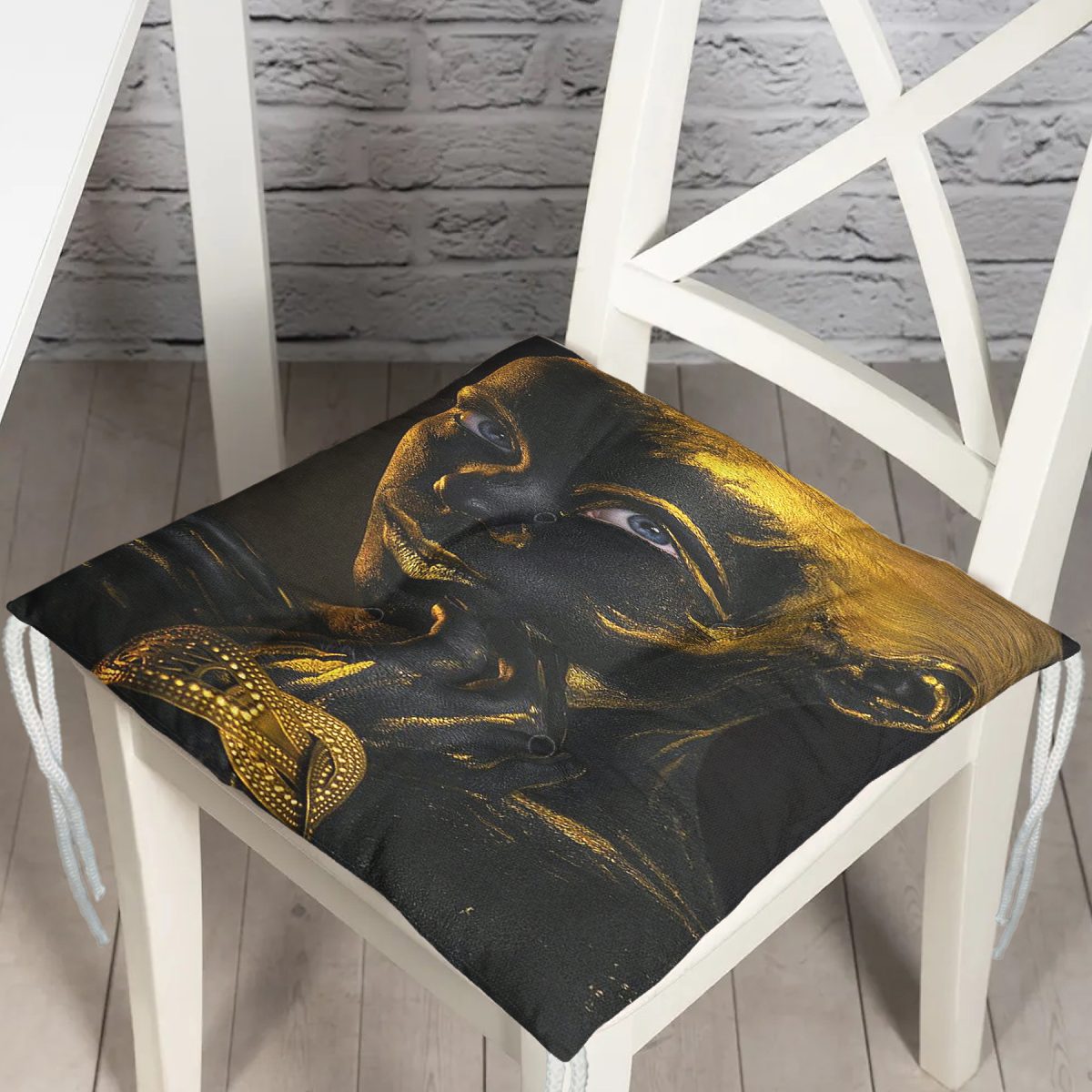 Afrika Gold İnsan Figürlü Modern Dekoratif Pofuduk Sandalye Minderi Realhomes