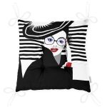 - P3394-Gorsel-2 - Realhomes Siyah Beyaz Fashion Woman Tasarımlı Dekoratif Pofuduk Sandalye Minderi Realhomes