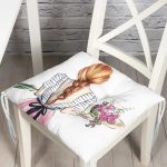 - P3396-Gorsel - Realhomes Çiçekli Kız Çizimli Modern Dekoratif Pofuduk Sandalye Minderi Realhomes