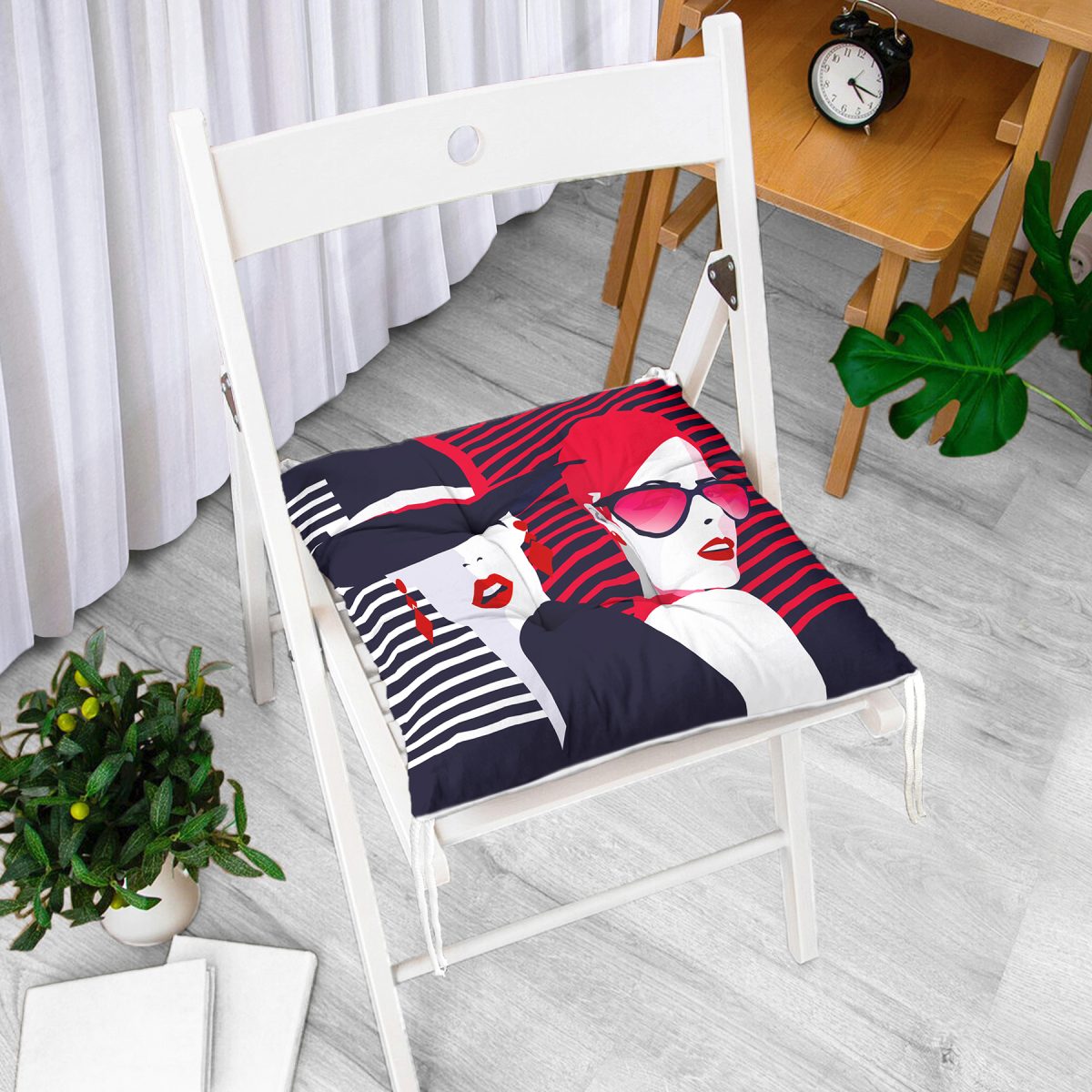 Fashion Womens Popart Modern Tasarımlı Pofuduk Sandalye Minderi Realhomes