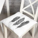 - P3401-Gorsel - Realhomes  Karakalem Tüy Desenli Dikital Baskılı Modern Pofuduk Sandalye Minderi Realhomes