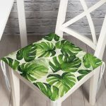 - P3403-Gorsel - Realhomes Suluboya Zambak Yaprakları Çizimli Özel Tasarım Pofuduk Sandalye Minderi Realhomes