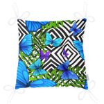 - P3461-Gorsel-2 - Realhomes Geometrik Zeminli Mavi Kelebek Baskılı Pofuduk Sandalye Minderi Realhomes