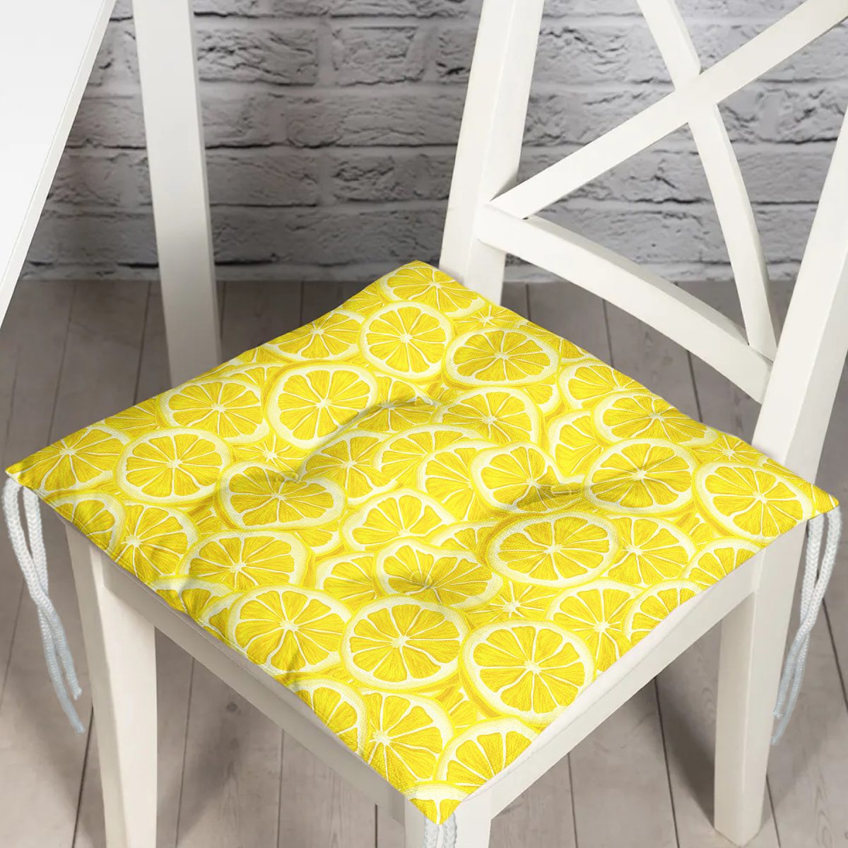 Limon Konseptli Özel Tasarım 3D Dekoratif Pofuduk Sandalye Minderi Realhomes