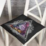 Üçüncü Göz Motifli Özel Tasarım Dijital Baskılı Pofuduk Sandalye Minderi Realhomes