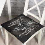 - P5005-Gorsel - Realhomes RealHomes Cow Head Özel Tasarım Dijital Baskılı Pofuduk Sandalye Minderi Realhomes