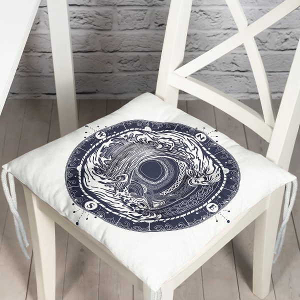 - P5017-Gorsel - Realhomes  Fatma Ana Eli İçerisinde Yoga Yapan Kadın Desenli Pofuduk Sandalye Minderi Realhomes