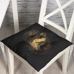 - P5035-Gorsel - Realhomes Uzak Doğu Gold Yoga Motifli Özel Tasarım Dijital Baskılı Pofuduk Sandalye Minderi Realhomes