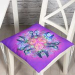 Gökkuşağı Motifli Renkli Çiçekli Özel Tasarım Pofuduk Sandalye Minderi Realhomes