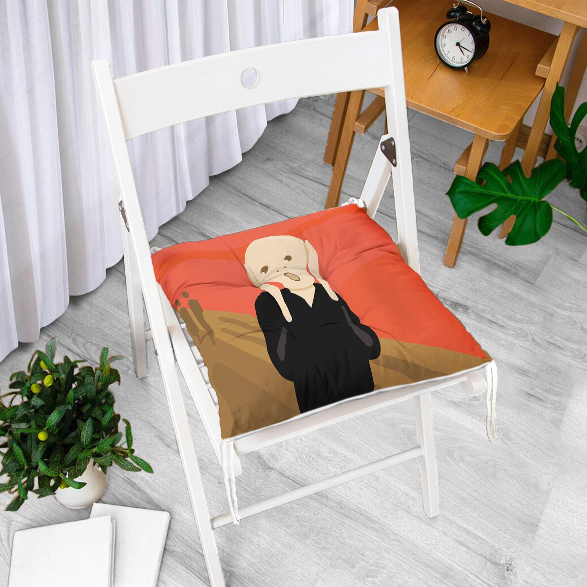 Edvard Munch-Çığlık Motifli Özel Tasarım Pofuduk Sandalye Minderi Realhomes