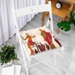 - P5060-Gorsel-1 - Realhomes Şarap İçen Mısır Tanrıçaları Desenli Pofuduk Sandalye Minderi Realhomes