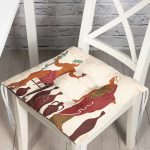 - P5060-Gorsel - Realhomes Şarap İçen Mısır Tanrıçaları Desenli Pofuduk Sandalye Minderi Realhomes