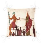 - P5060-Gorsel-2 - Realhomes Şarap İçen Mısır Tanrıçaları Desenli Pofuduk Sandalye Minderi Realhomes