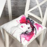 - P5076-Gorsel - Realhomes Sulu Boya Özel Tasarım Fashion Women Dijital Baskılı Pofuduk Sandalye Minderi Realhomes