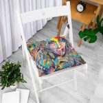 - P5079-Gorsel-1 - Realhomes Sulu Boya Tüy Motifli Renkli Kadın Özel Tasarım Pofuduk Sandalye Minderi Realhomes