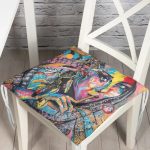 - P5079-Gorsel - Realhomes Sulu Boya Tüy Motifli Renkli Kadın Özel Tasarım Pofuduk Sandalye Minderi Realhomes