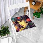 - P5084-Gorsel-1 - Realhomes Rengarenk Çiçekli Beautiful Girl Dekoratif Pofuduk Sandalye Minderi Realhomes