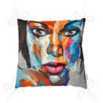 Sulu Boyalı Kadın Yüzlü Dekoratif Modern Pofuduk Sandalye Minderi Realhomes