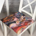 - P5095-Gorsel - Realhomes Yağlı Boya Çizimli Kadın Motifli Modern Pofuduk Sandalye Minderi Realhomes