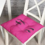 RealHomes Fuşya Zeminde Kirpik Motifli Özel Tasarım Pofuduk Sandalye Minderi Realhomes